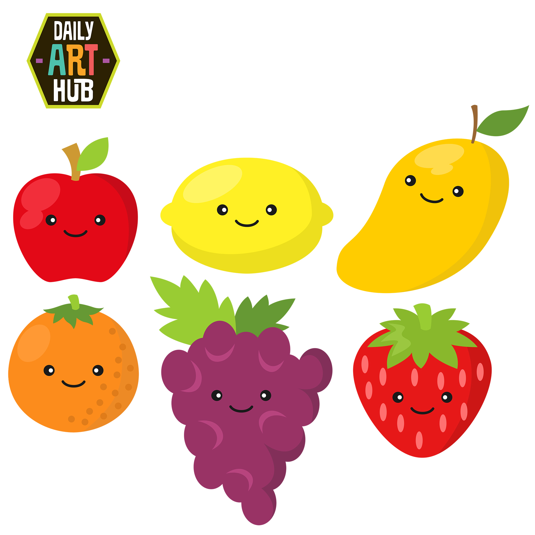 Cute Fruits Clip Art Set | Daily Art Hub