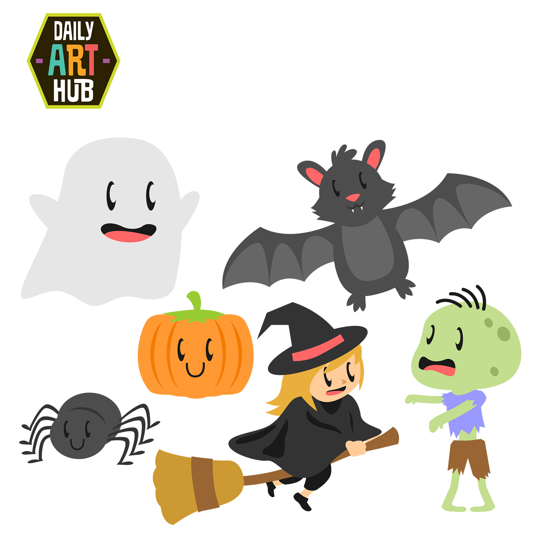 Cute Halloween Clip Art Set | Daily Art Hub