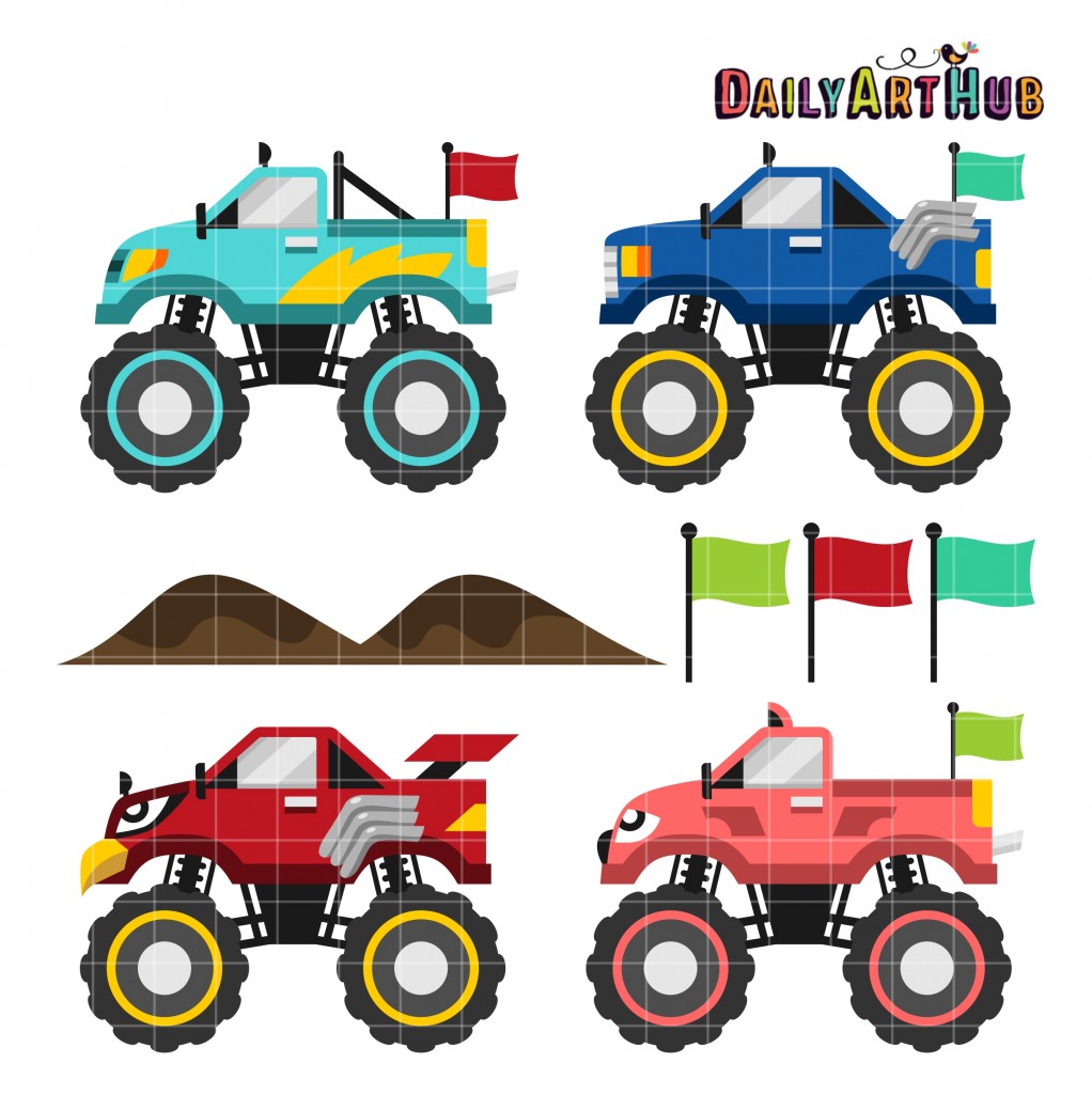 Monster Trucks Clip Art Set Daily Art Hub Graphics Alphabets Svg