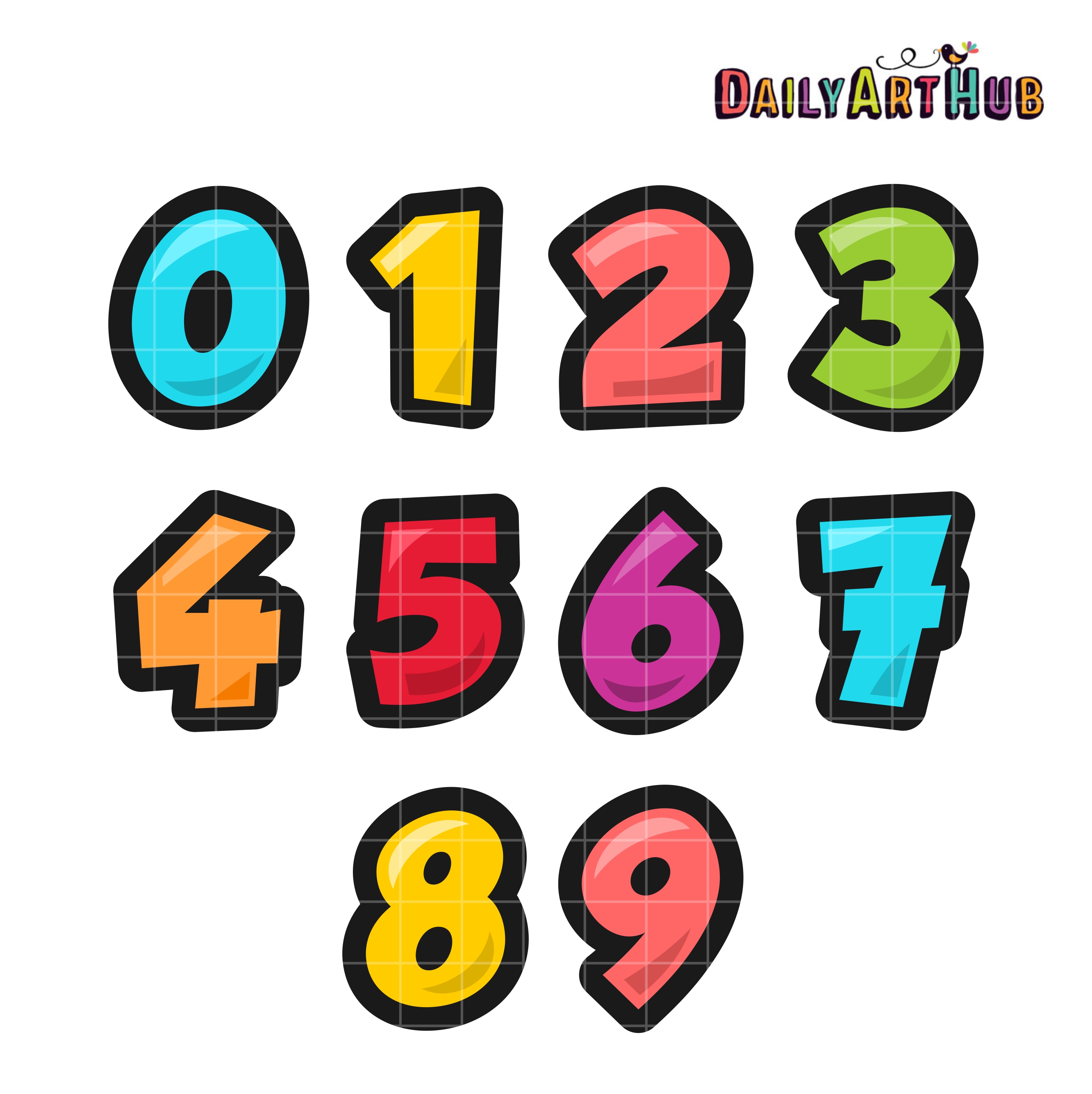 Colorful Numbers Clip Art Set Daily Art Hub