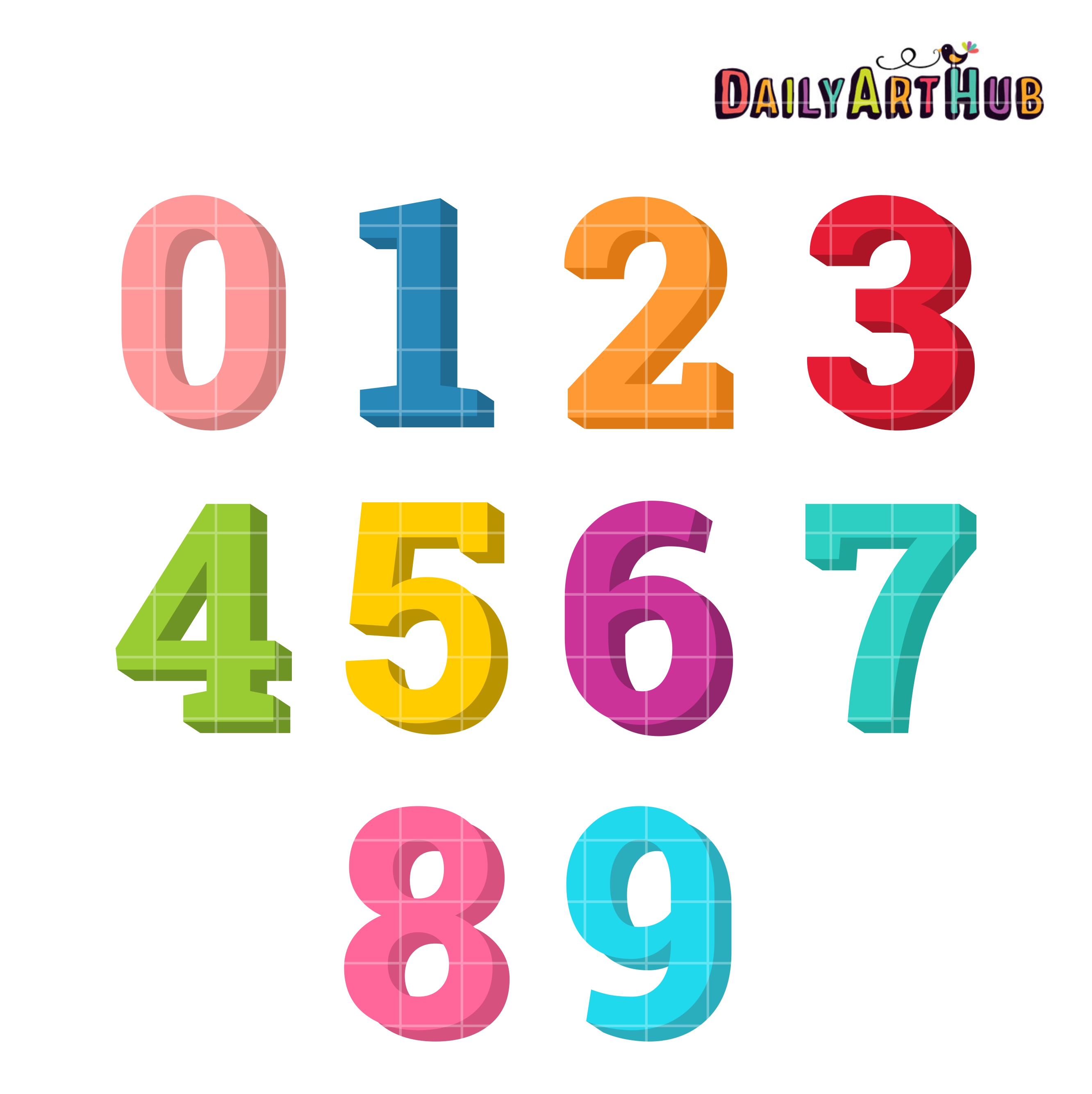 3D Numbers Clip Art Set Daily Art Hub