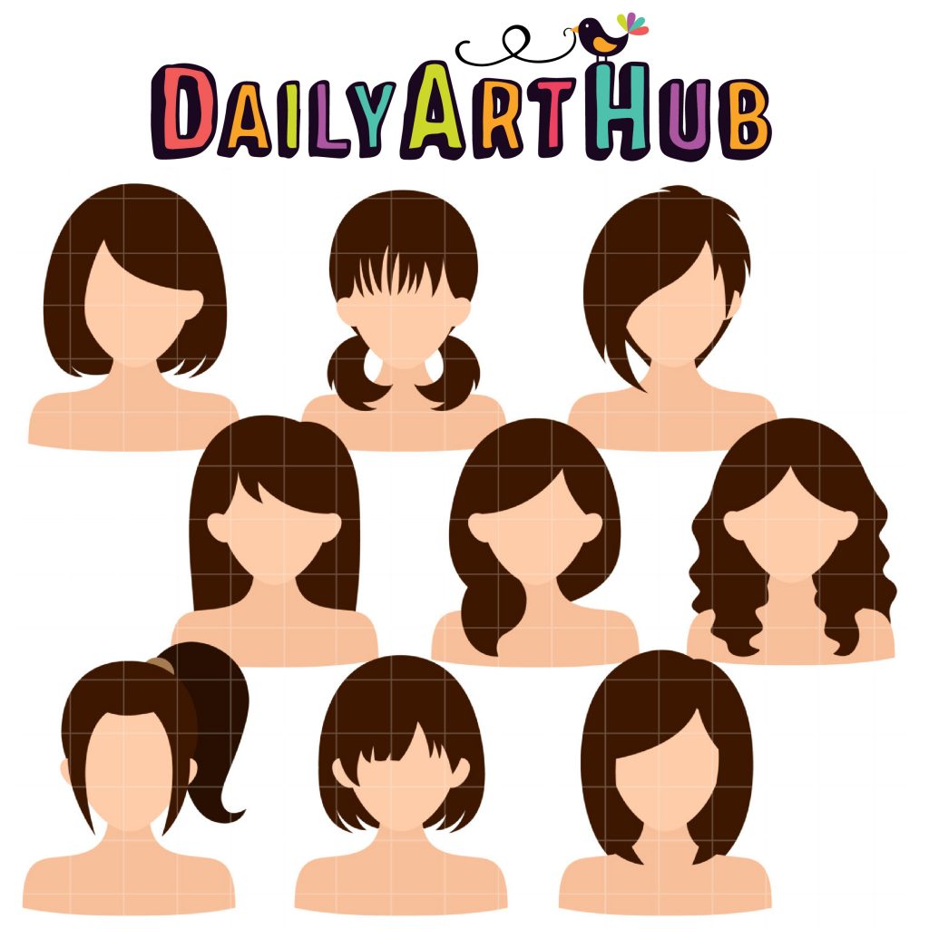 Woman Hairstyles Clip Art Set Daily Art Hub Graphics Alphabets Svg