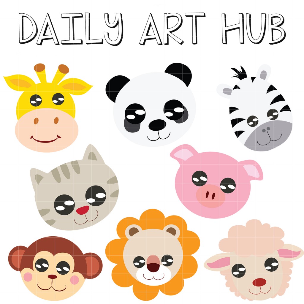 Animal Heads Clip Art Set – Daily Art Hub // Graphics, Alphabets & SVG