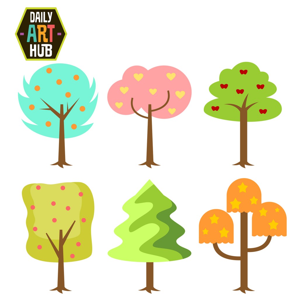 Cute Trees Clip Art Set Daily Art Hub Graphics Alphabets And Svg 5547