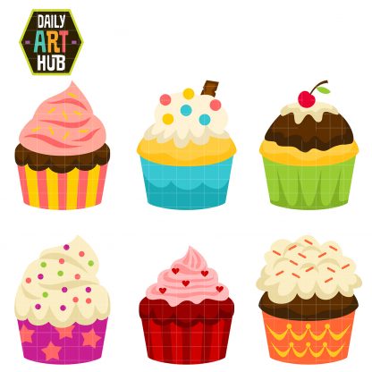 Sweet Cupcakes Clip Art Set – Daily Art Hub – Free Clip Art Everyday