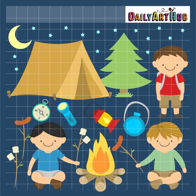 Boys Camping Clip Art Set | Daily Art Hub - Free Clip Art Everyday