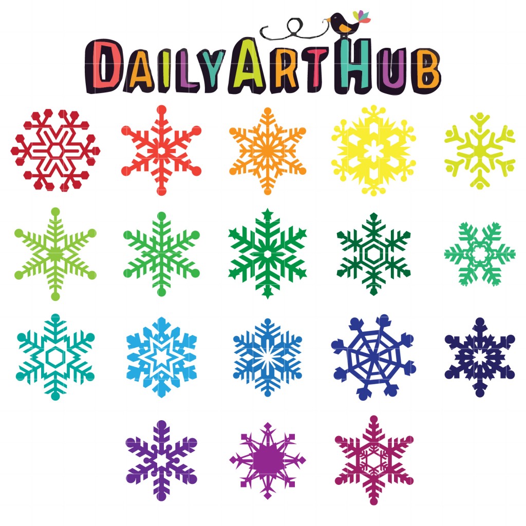 Colorful Snowflakes Clip Art Set Daily Art Hub // Graphics, Alphabets