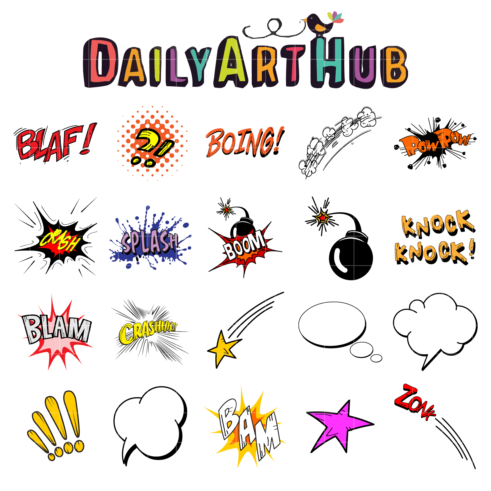 Comic Book Clip Art Set – Daily Art Hub – Free Clip Art Everyday