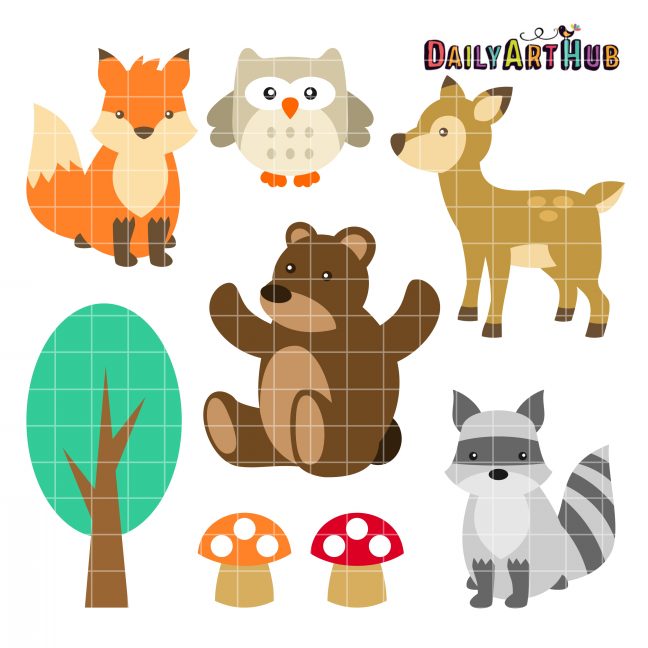 Woodland Cute Animals Clip Art Set – Daily Art Hub – Free Clip Art Everyday