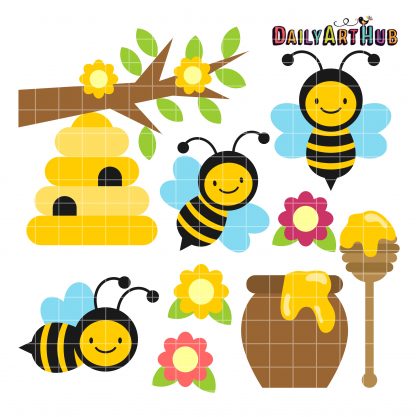 Happy Honey Bees Clip Art Set – Daily Art Hub – Free Clip Art Everyday