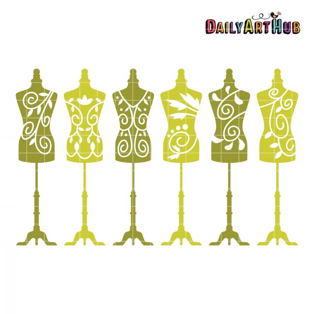 Mannequin Silhouettes Dress Clip Art Set – Daily Art Hub – Free Clip ...