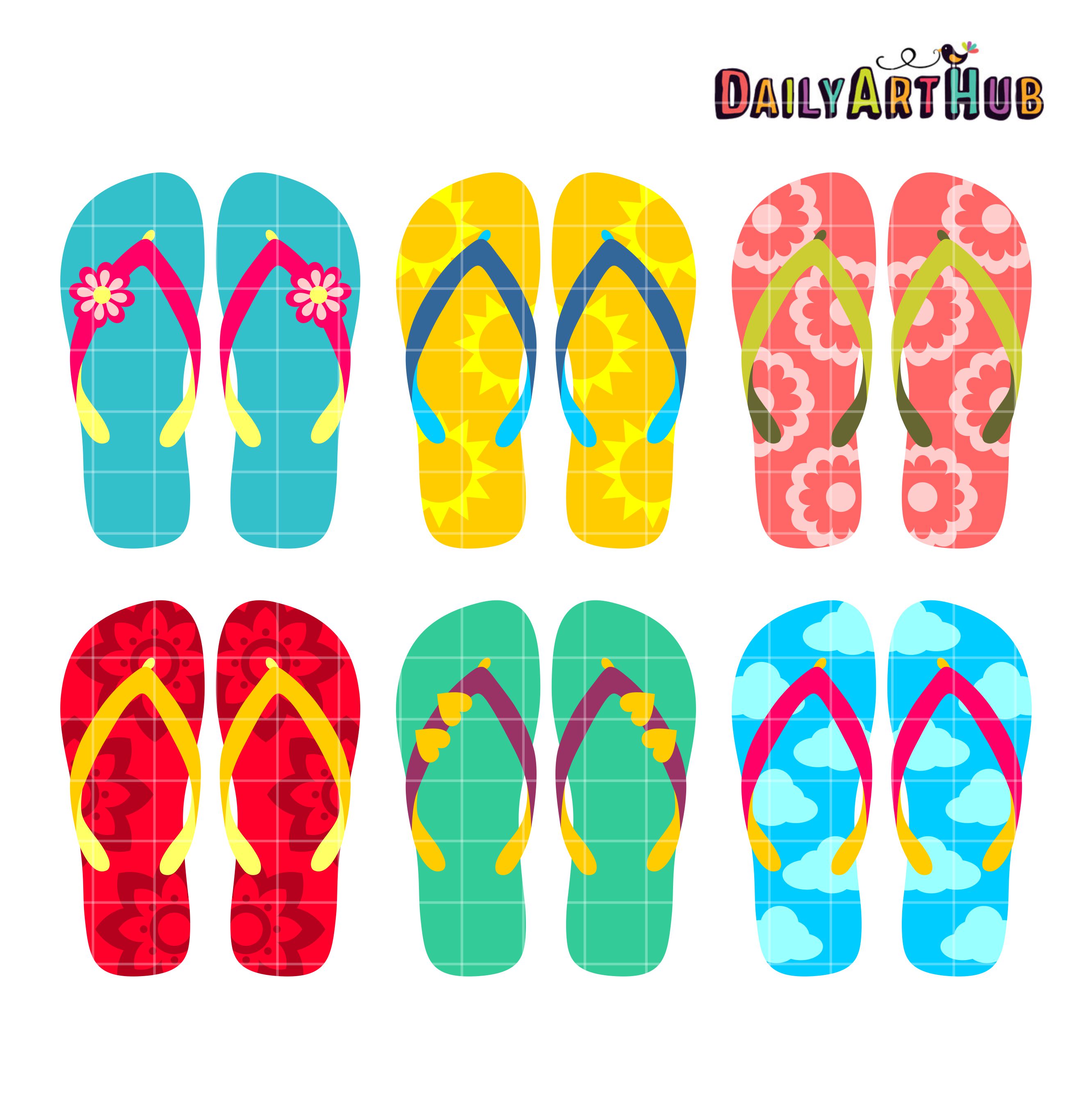 Pink Flip Flop Clipart Summer Sandal Clip Art Beach Sandals Clipart ...