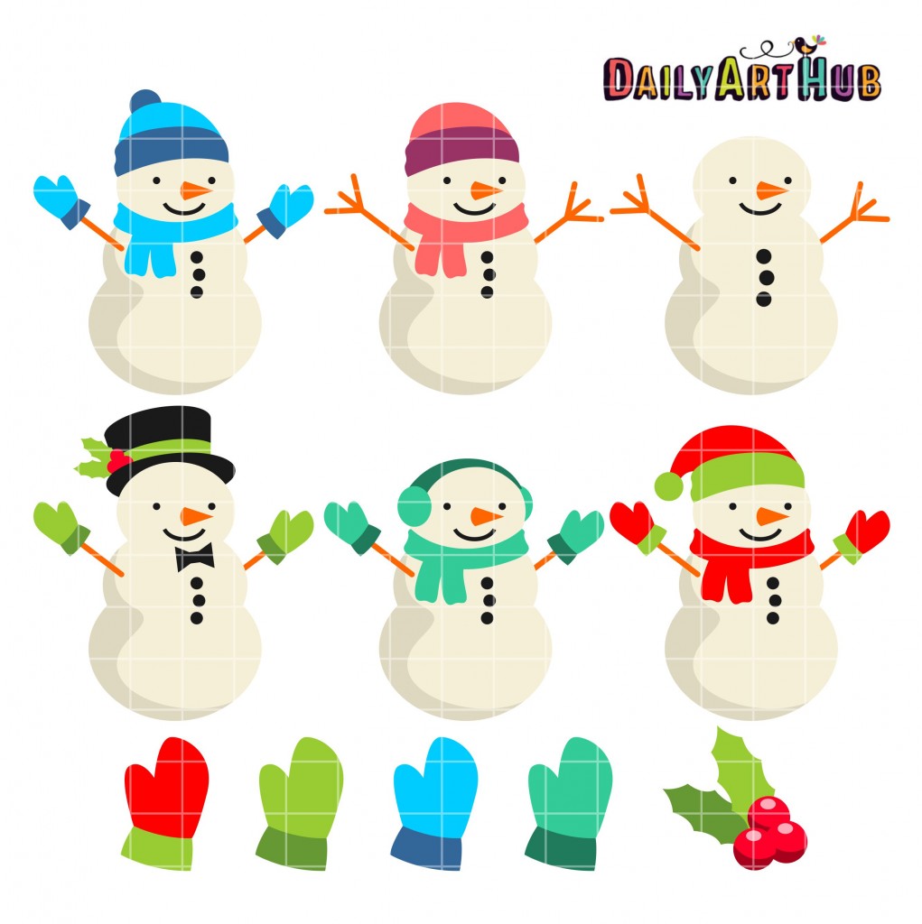 Cute Snowman Clip Art Set – Daily Art Hub // Graphics, Alphabets & SVG