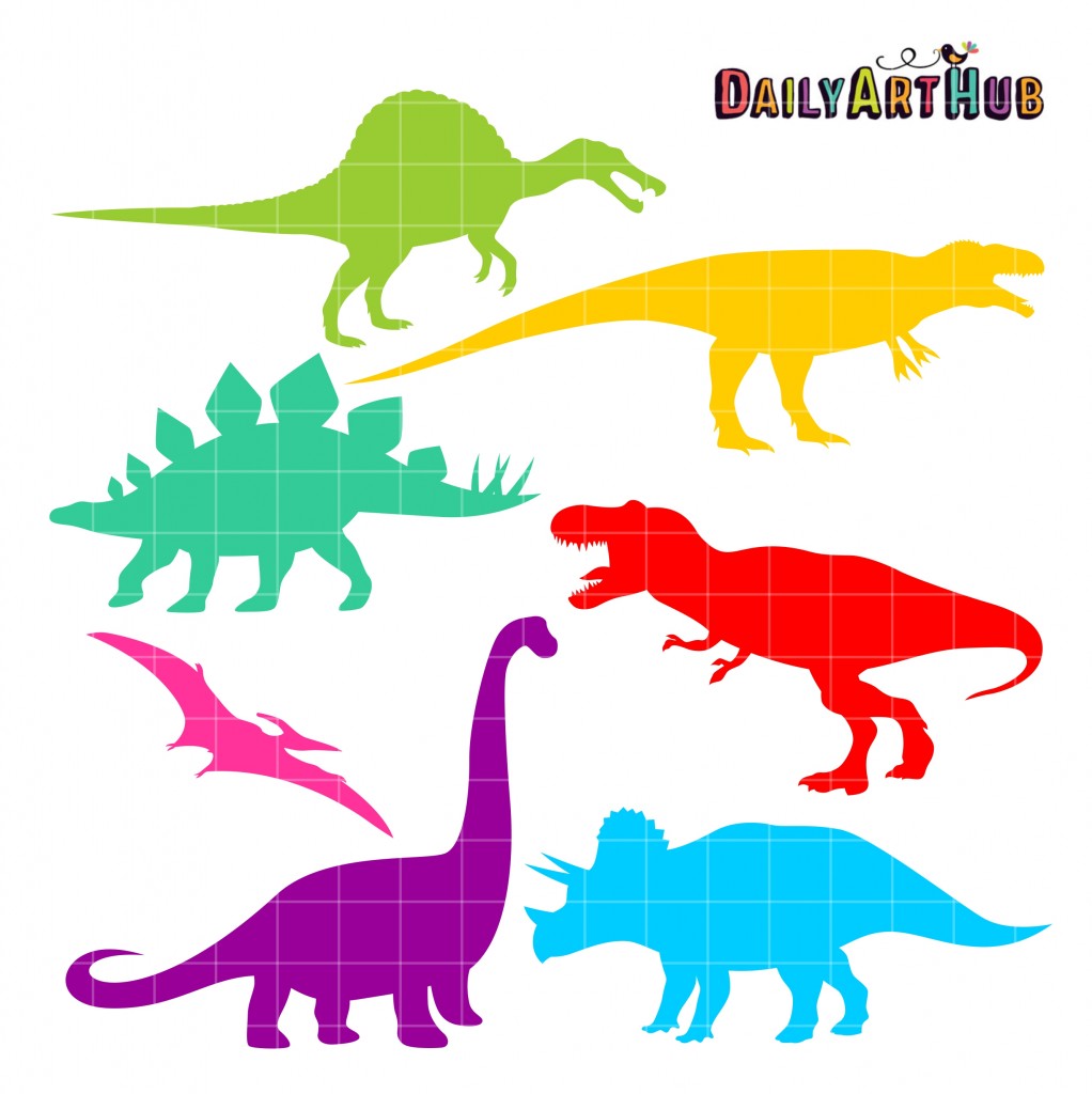 Dino Silhouettes Clip Art Set Daily Art Hub Graphics Alphabets SVG