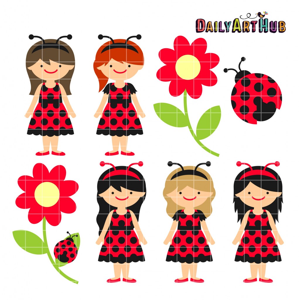 Ladybug Girls Clip Art Set Daily Art Hub Graphics Alphabets Svg My Xxx Hot Girl