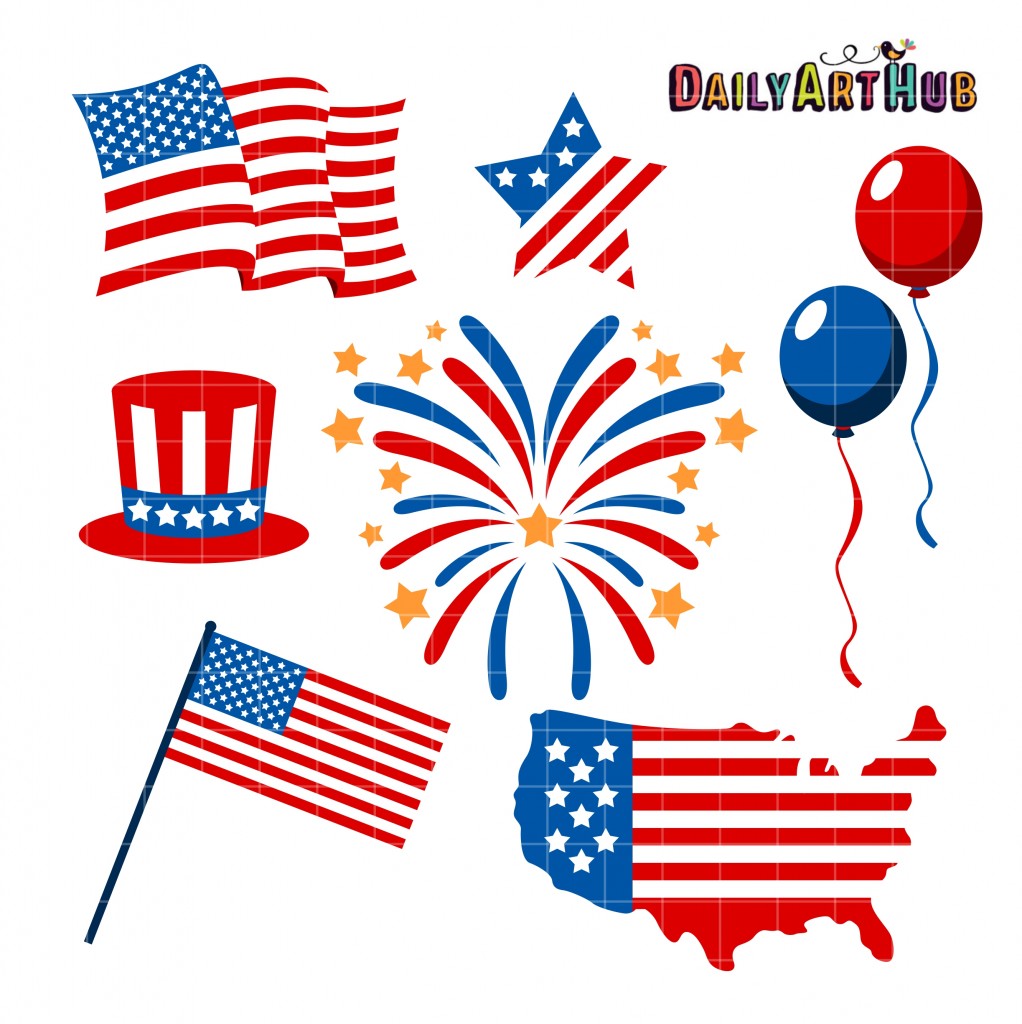 4th Of July Clip Art Set – Daily Art Hub    Graphics, Alphabets & Svg