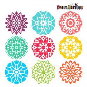 Mandala Flowers Clip Art Set – Daily Art Hub // Graphics, Alphabets & SVG