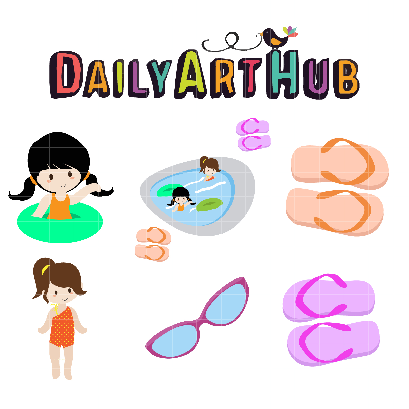 Pool Party Animals Clip Art Set – Daily Art Hub // Graphics, Alphabets & SVG