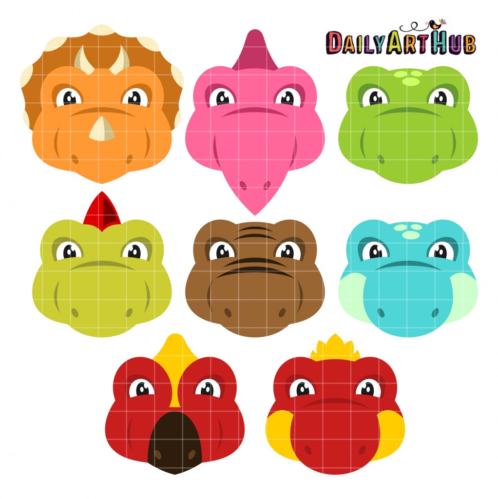 Dino Heads Clip Art Set – Daily Art Hub // Graphics, Alphabets & SVG