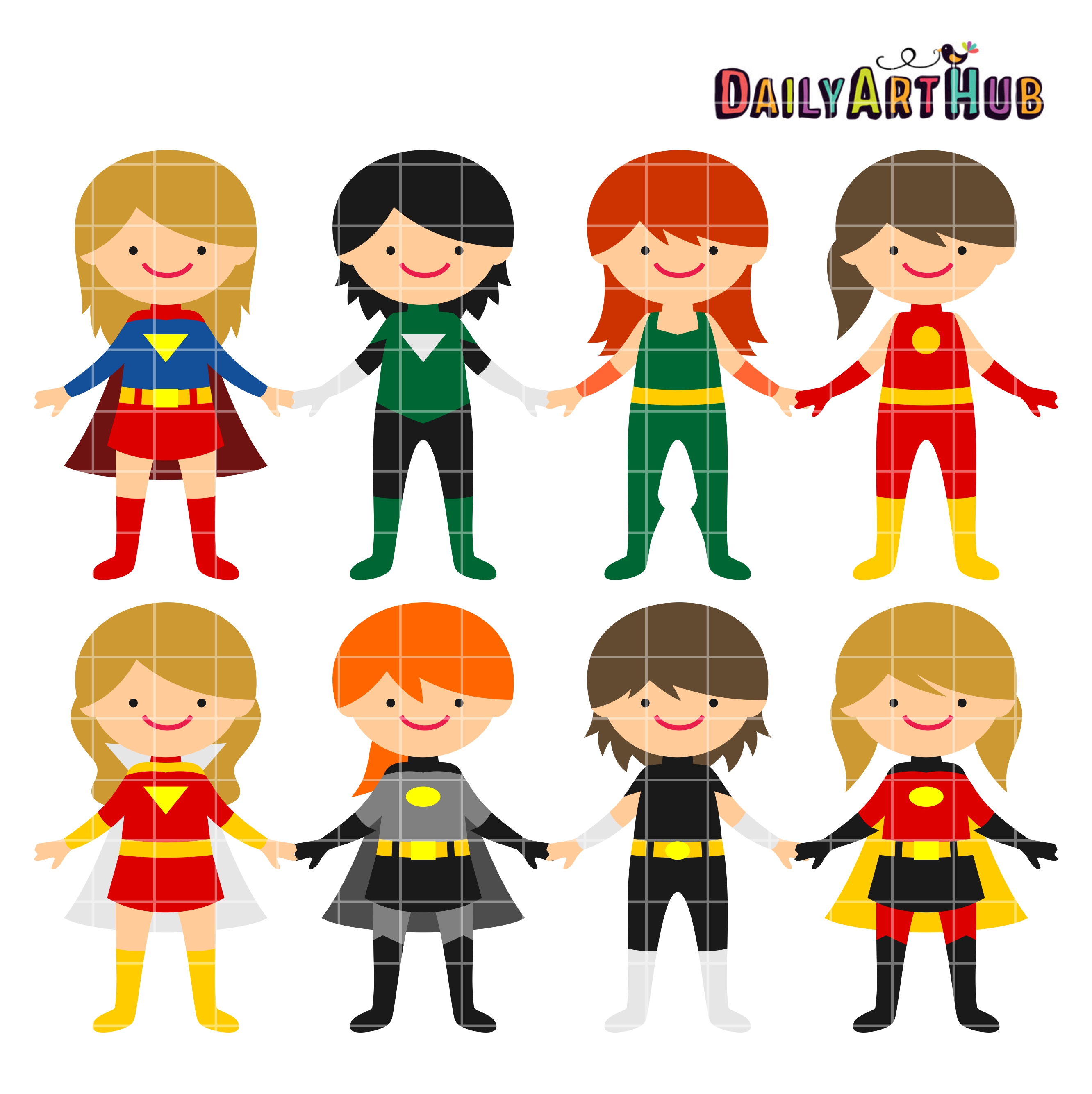 Superhero Gals Clip Art Set - Daily Art Hub - Free Clip Art Everyday