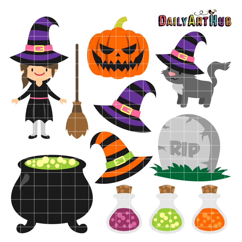 Halloween Witch Set Clip Art Set – Daily Art Hub // Graphics, Alphabets ...