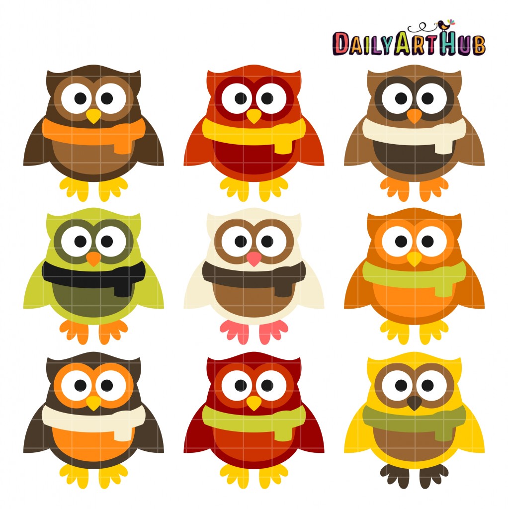 Autumn Owls Clip Art Set Daily Art Hub Graphics Alphabets And Svg