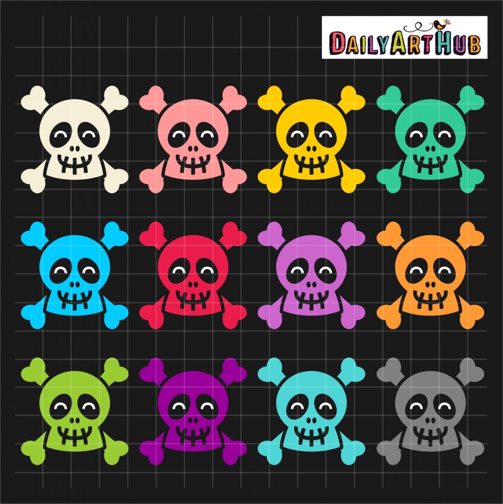 Halloween Happy Skulls Clip Art Set – Daily Art Hub // Graphics ...