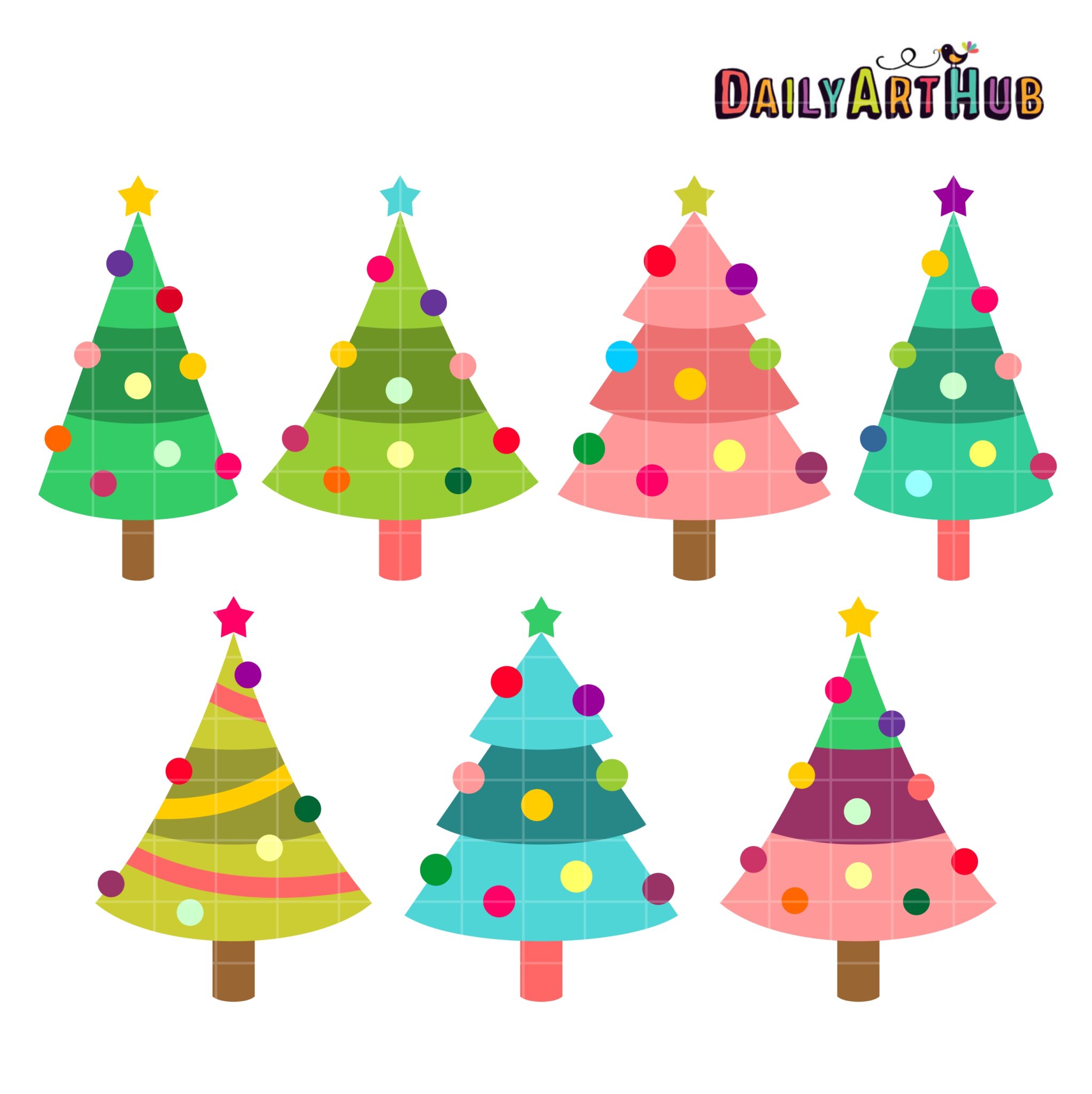 christmas trees decorated clip art