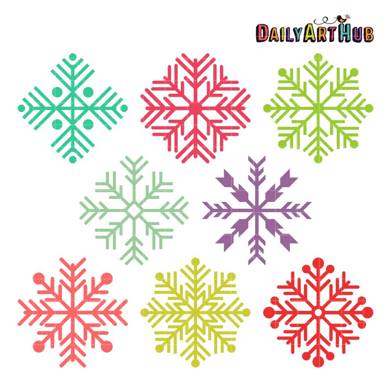 8 Colorful Snowflakes Clip Art Set | Daily Art Hub - Free Clip Art Everyday