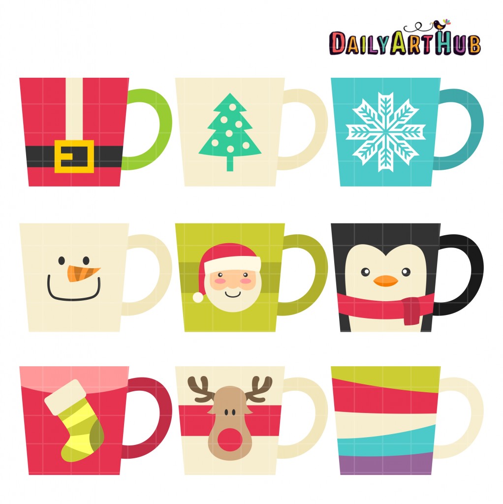 Christmas Coffee Mugs Clip Art Set – Daily Art Hub // Graphics