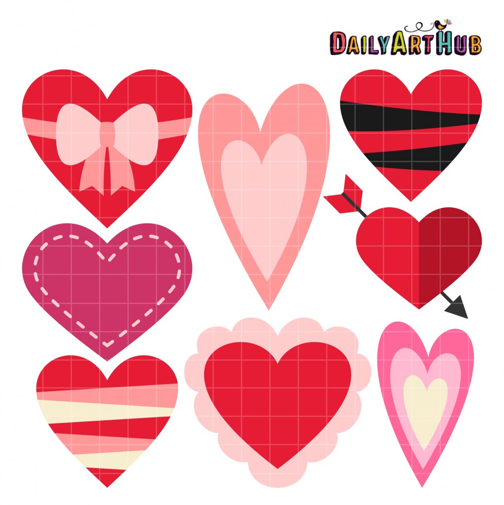 Designed Hearts Clip Art Set – Daily Art Hub // Graphics, Alphabets & SVG
