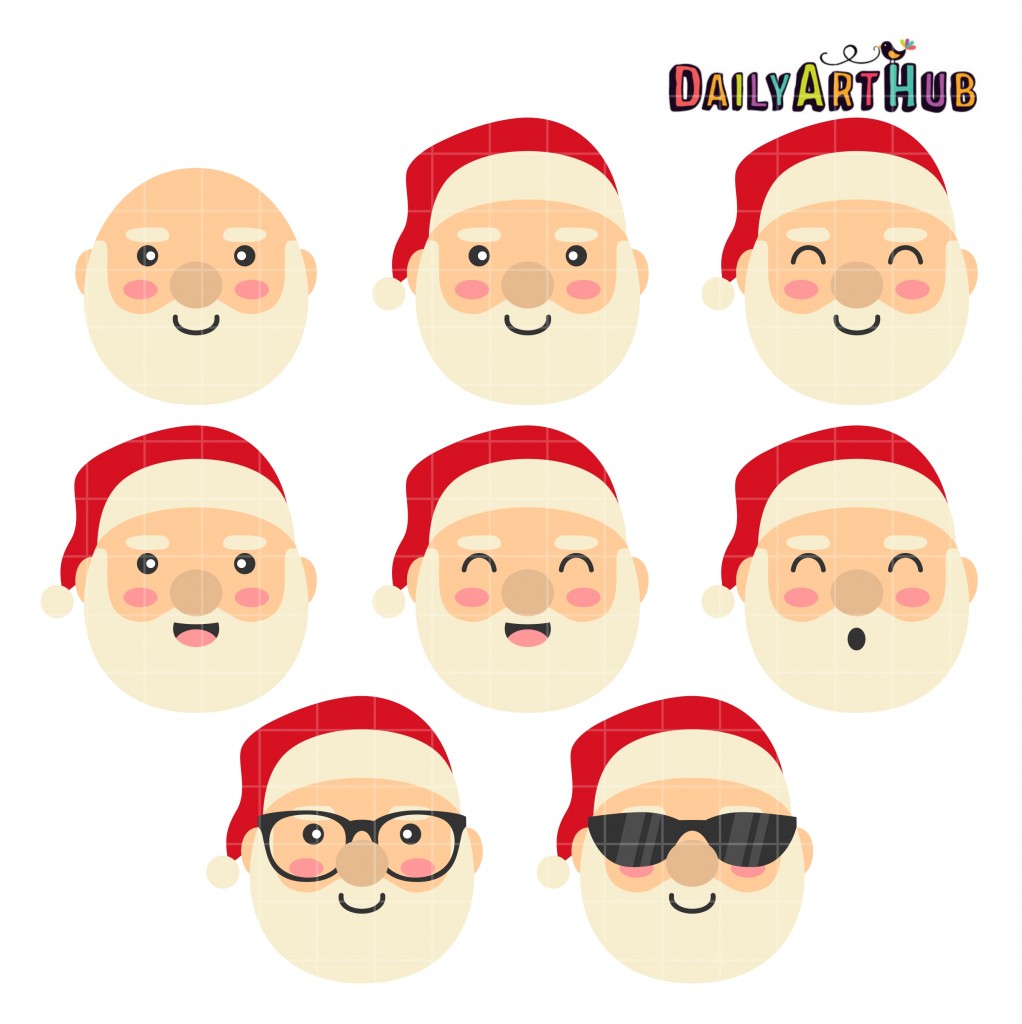 Santa Faces Clip Art Set – Daily Art Hub // Graphics, Alphabets & SVG