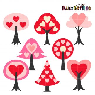 Heart Trees Clip Art Set – Daily Art Hub – Free Clip Art Everyday