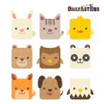 Square Cute Animals Clip Art Set – Daily Art Hub // Graphics, Alphabets ...