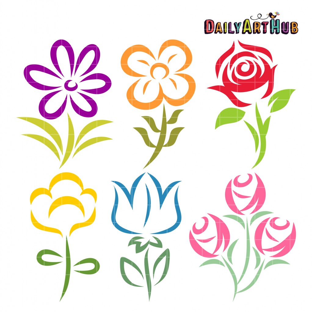 Beautiful Flower Shapes Clip Art Set Daily Art Hub Graphics