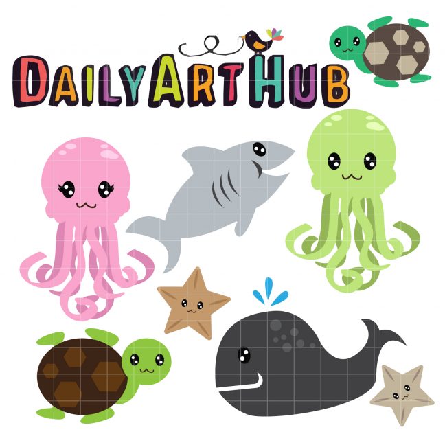 Cute Deep Sea Creatures Clip Art Set – Daily Art Hub // Graphics ...