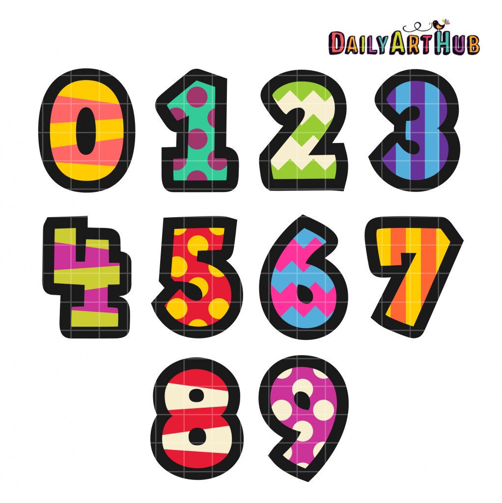 Cartoony Numbers Clip Art Set Daily Art Hub // Graphics, Alphabets & SVG