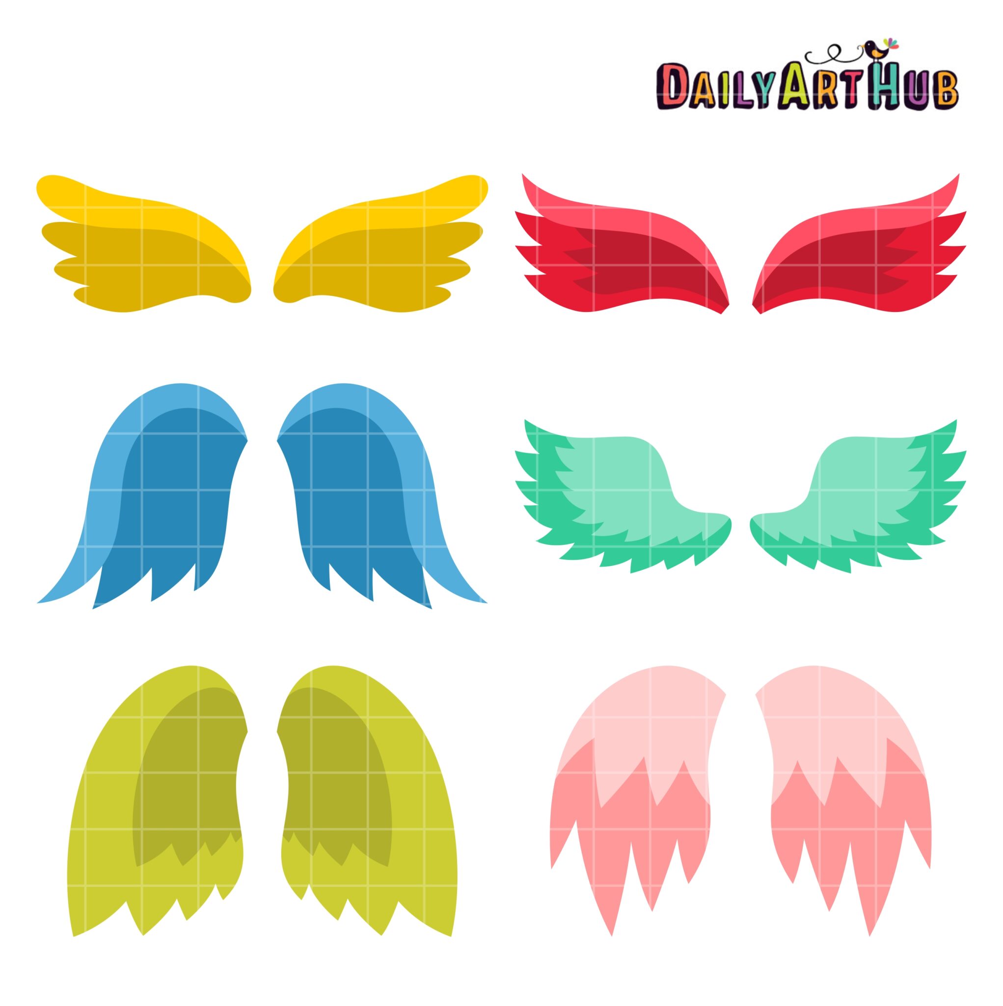 colored wings clipart