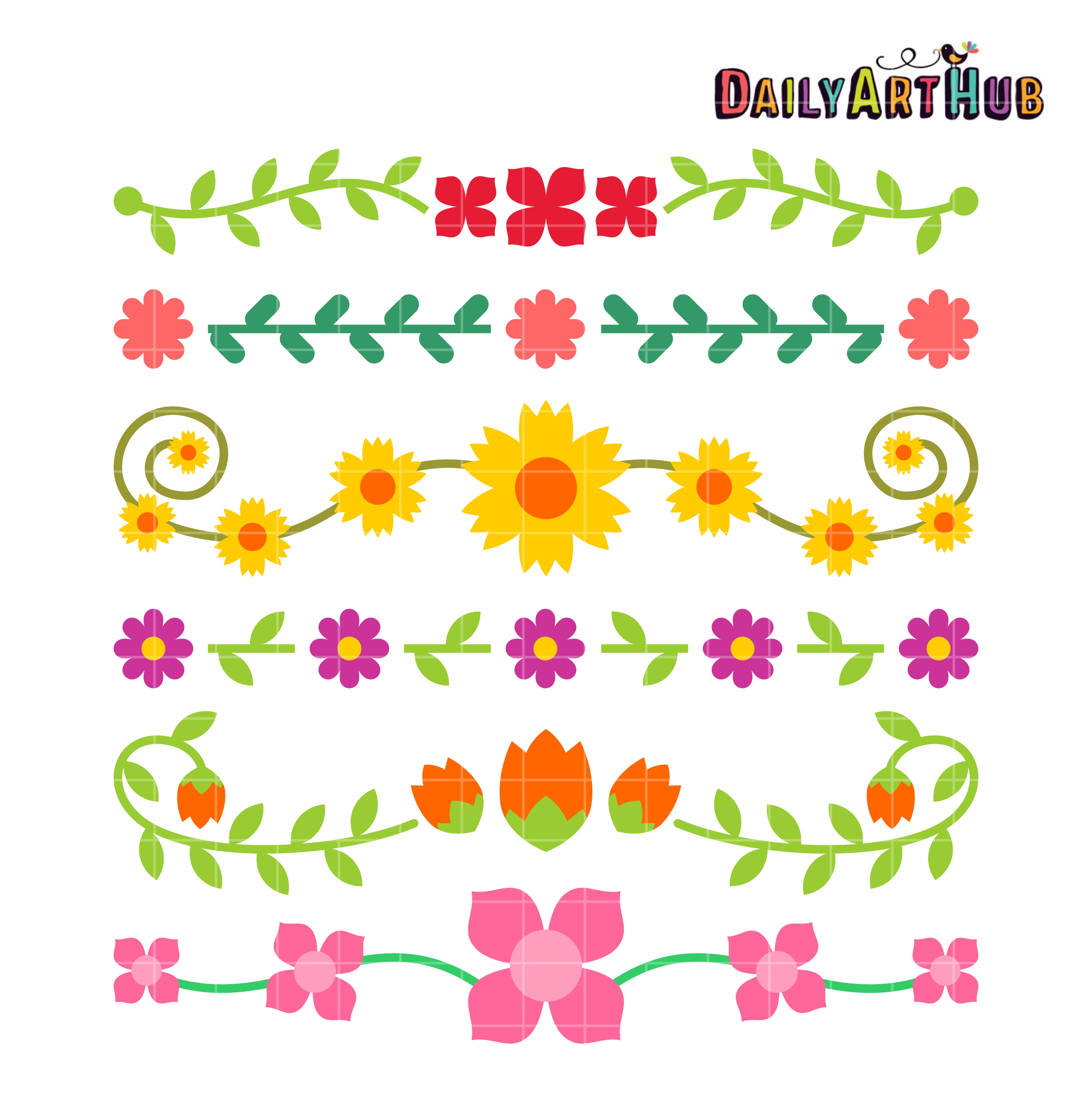 Download Simple Flower Borders Clip Art Set Daily Art Hub Free Clip Art Everyday