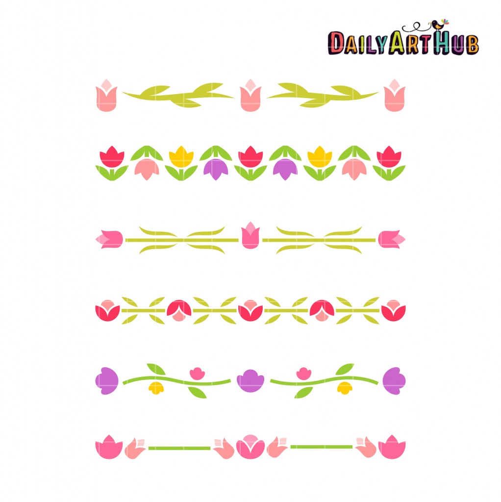 Tulip Borders Clip Art Set – Daily Art Hub // Graphics, Alphabets & SVG