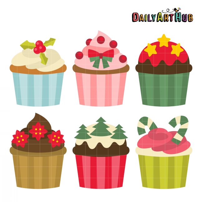 Christmas Cupcakes Clip Art Set – Daily Art Hub – Free Clip Art Everyday