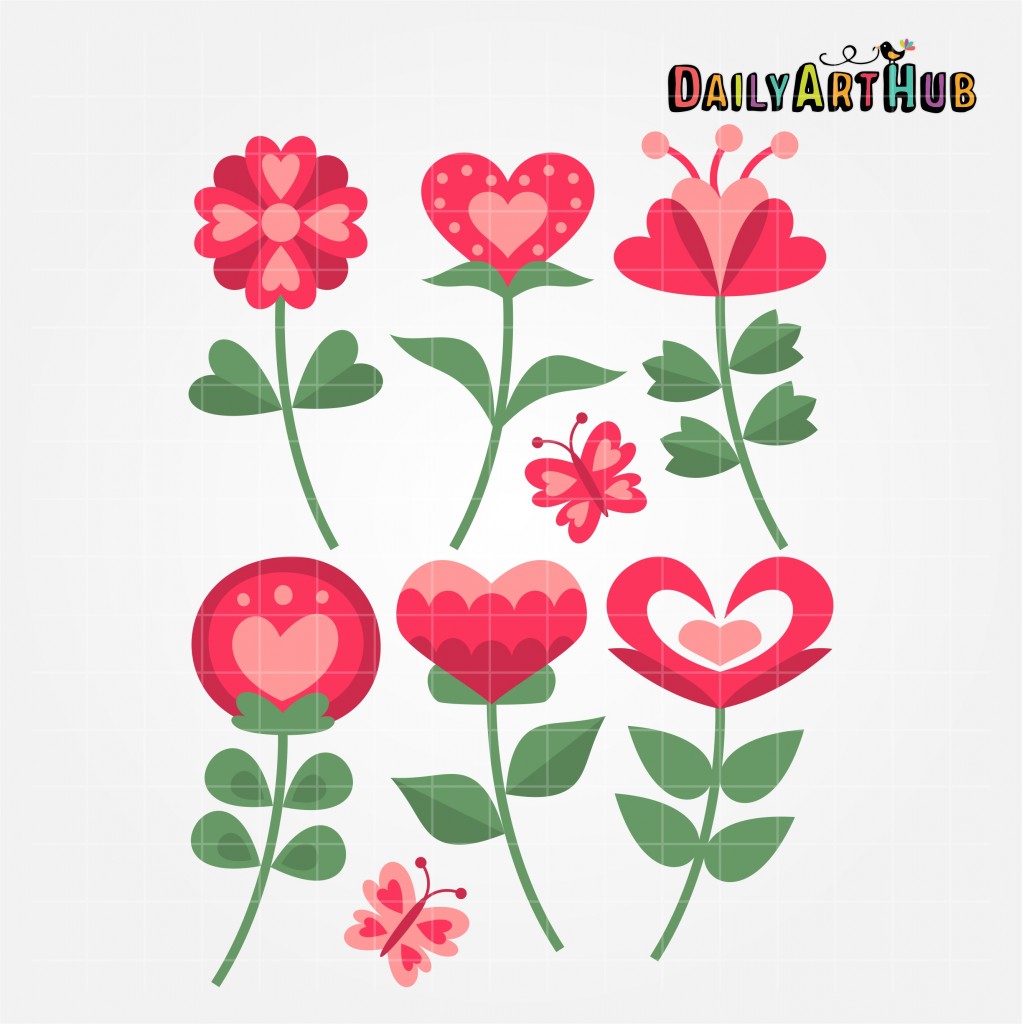 Hearty Flowers Clip Art Set – Daily Art Hub // Graphics, Alphabets & SVG