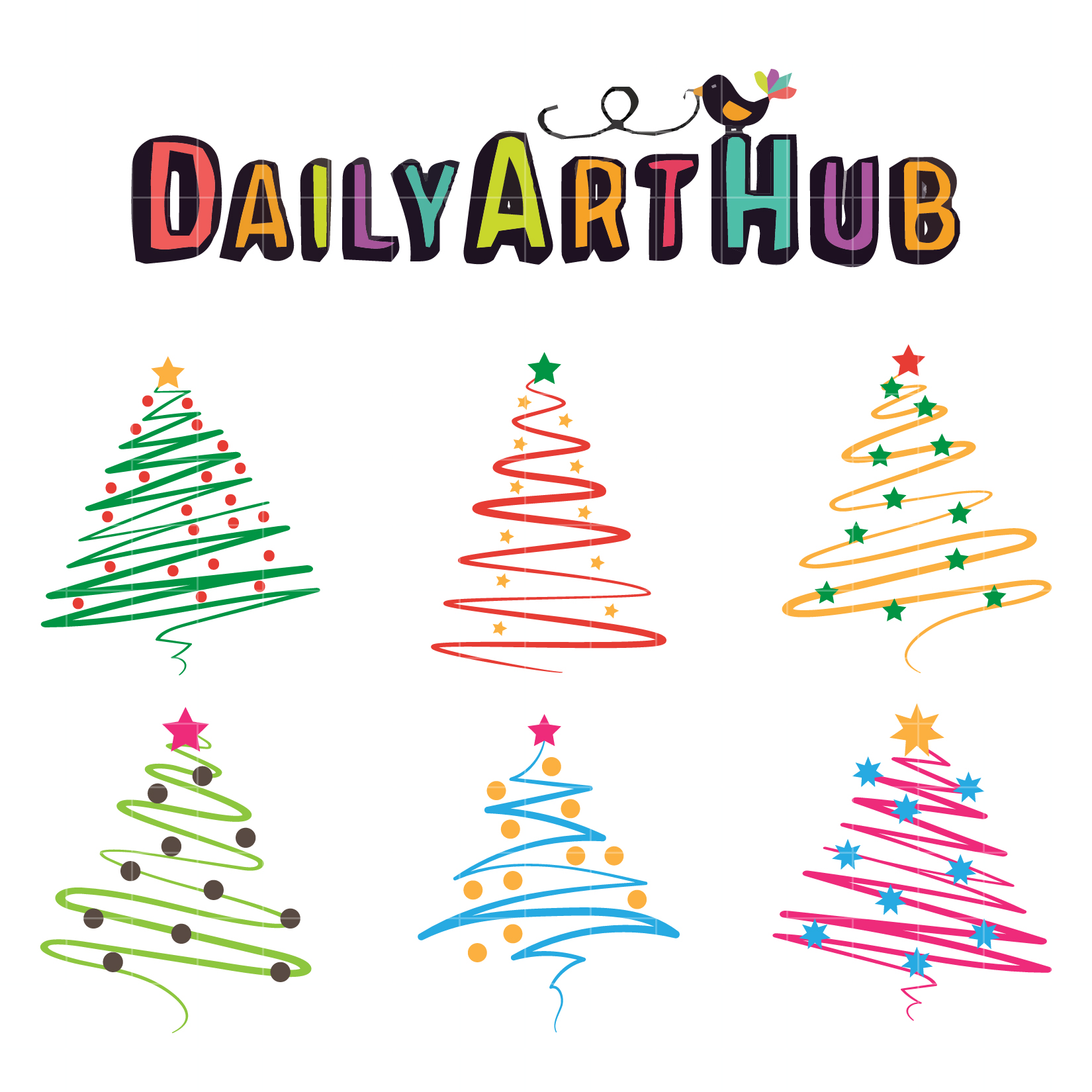 Simple Christmas Trees Clip Art Set Daily Art Hub Graphics Alphabets SVG