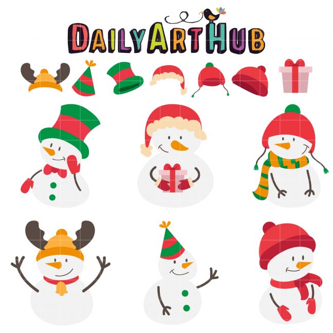 Snowmen Clip Art Set – Daily Art Hub // Graphics, Alphabets & SVG