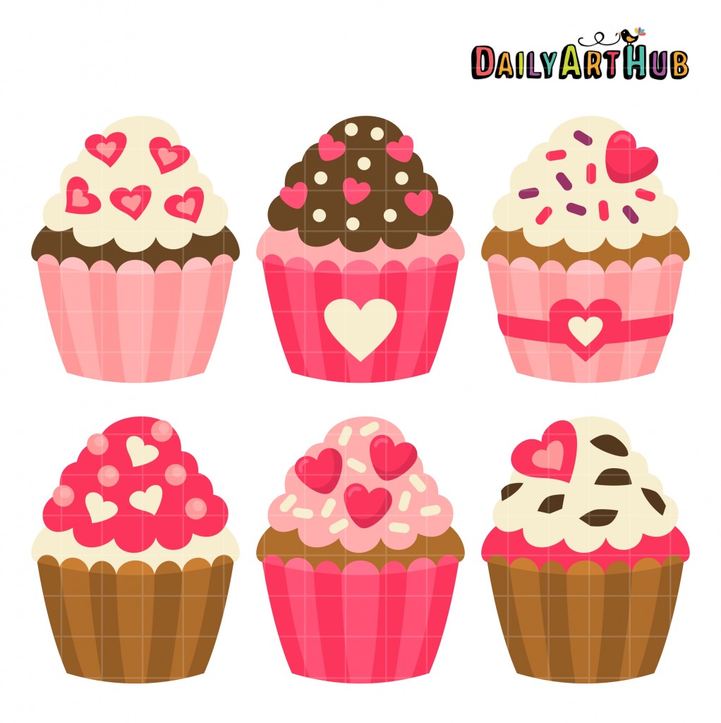 Heart Cupcakes Clip Art Set – Daily Art Hub // Graphics, Alphabets & SVG