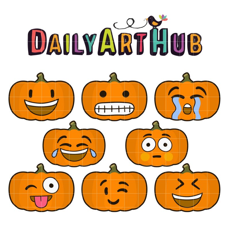 Pumpkin Emojis Clip Art Set | Daily Art Hub - Free Clip Art Everyday