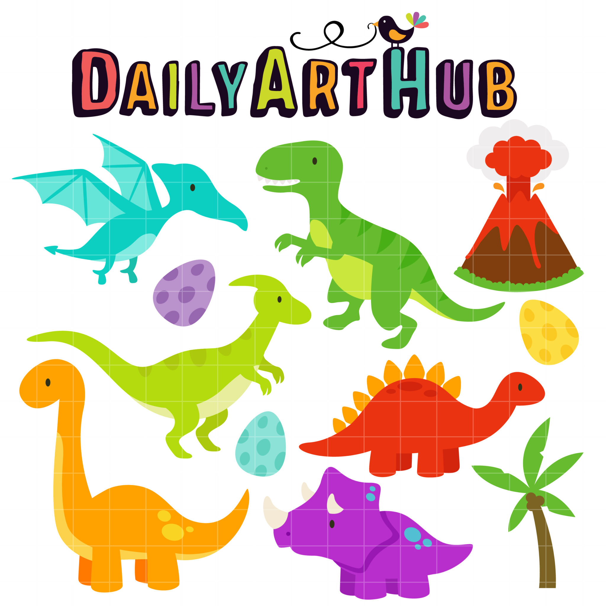 Cute Dinosaurs Clip Art Set Daily Art Hub // Graphics Alphabets SVG