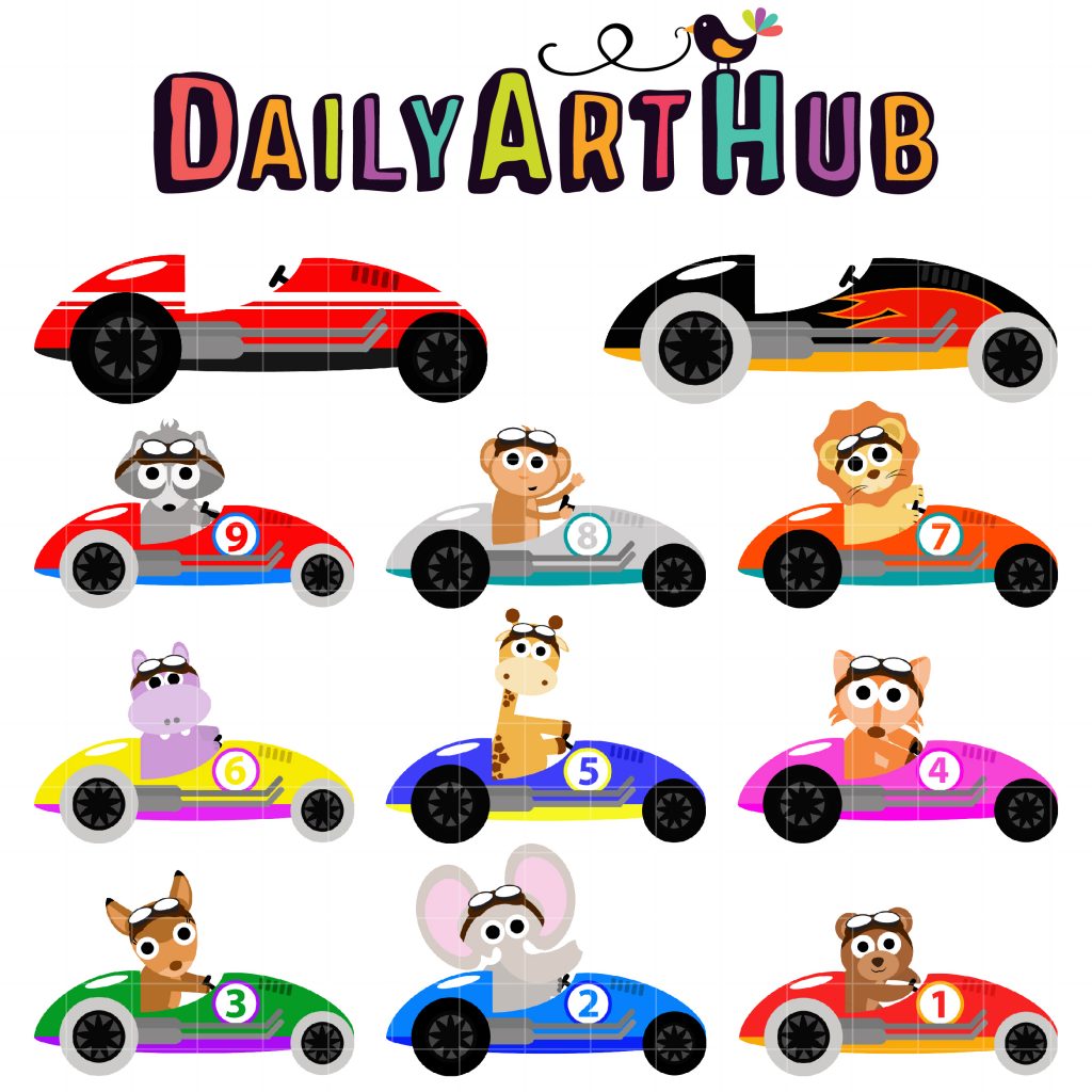 Animal Racers Clip Art Set – Daily Art Hub // Graphics, Alphabets & SVG