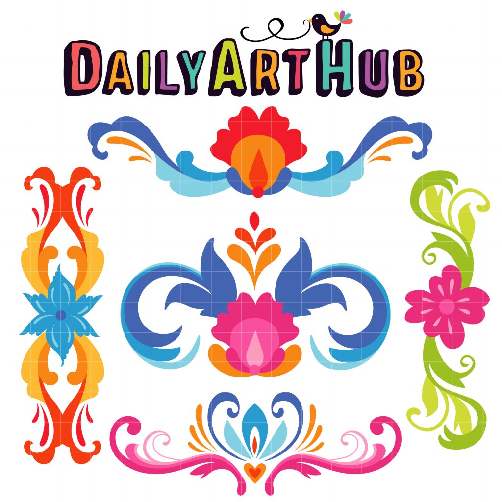 Rosemaling Art Clip Art Set Daily Art Hub Graphics Alphabets And Svg