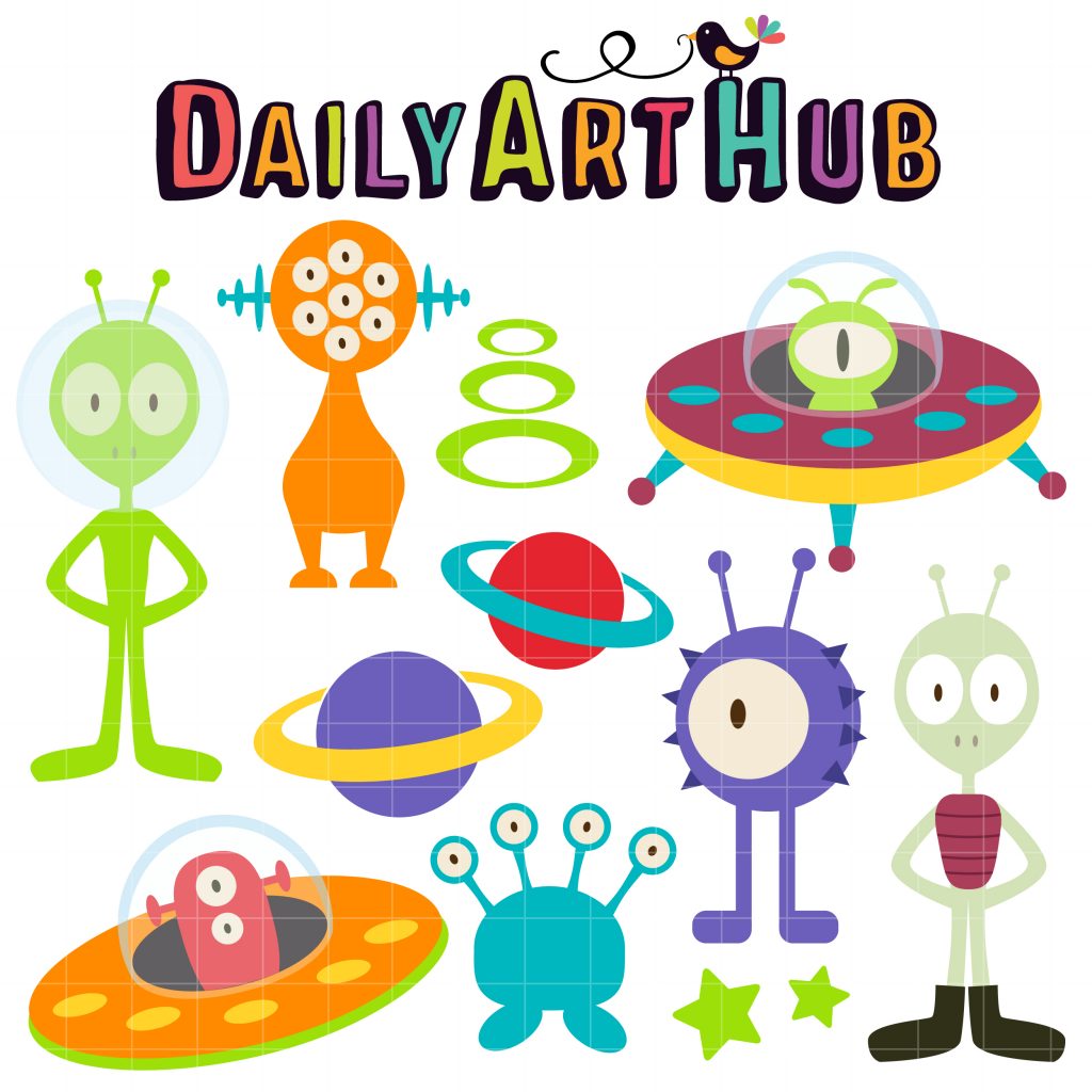 Alien Life Clip Art Set Daily Art Hub // Graphics, Alphabets & SVG